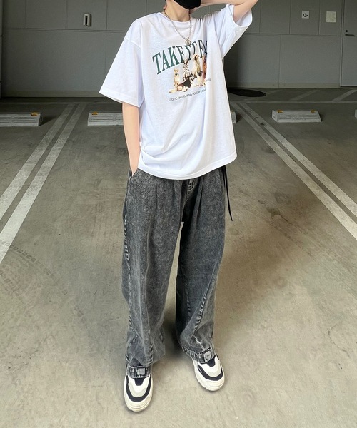 ILL'S(イルズ)の「古着ライク ヴィンテージライク イヌ / ネコ フロントプリント ビッグシルエット半袖Tシャツ カットソー ユニセックス【ILL'S】(Tシャツ/カットソー・メンズ・杢グレー/ホワイト系その他2/グレー系その他/オートミール/ホワイト/ホワイト系その他・M/L)」の9枚目の写真