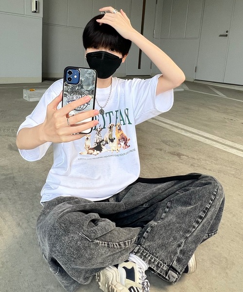 ILL'S(イルズ)の「古着ライク ヴィンテージライク イヌ / ネコ フロントプリント ビッグシルエット半袖Tシャツ カットソー ユニセックス【ILL'S】(Tシャツ/カットソー・メンズ・杢グレー/ホワイト系その他2/グレー系その他/オートミール/ホワイト/ホワイト系その他・M/L)」の7枚目の写真