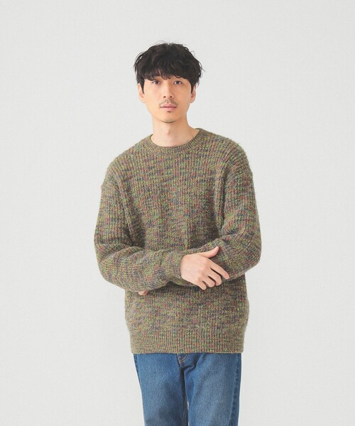 BEAMS（ビームス）の「BEAMS / 5ゲージ シャギー クルーネック ニット（ニット/セーター・メンズ・ライトグレー/オリーブ/ブルー・S/M/L/XL）」の12枚目の写真