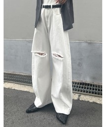 ホワイト フリンジ付きパンツ スリムフィット パンツ（ホワイト/白色系・フリンジ）ファッション通販 - ZOZOTOWN