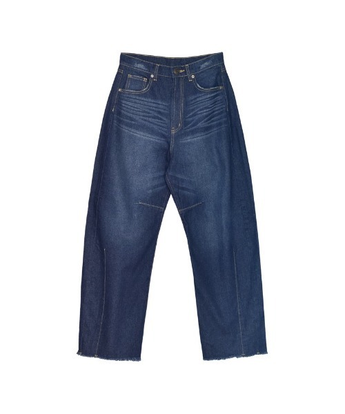 Re:EDIT（リエディ）の「[2025AW COLLECTION][新色追加][販売枚数8.5万枚突破][お気に入り登録数11万突破][トレンドNo.1デニム][全骨格美脚見えシルエット][サイズ別/身長別画像あり][低身長/高身長/大きいサイズ有]裾フリンジバレルレッグデニムパンツ（デニムパンツ・レディース・ブルー/ホワイト/ネイビー/ブラック/ブルー系その他/グレー系その他/ブルー系その他2/ブルー系その他3/ネイビー系/ホワイト系その他/ホワイト系その他2/ブルー系その他4/ブルー系その他5/ブラック系その他・SHORT/SMALL/MEDIUM/TALL/LARGE/X-LARGE/AL/AM/ALL）」の16枚目の写真