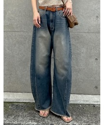 Re:EDIT（リエディ）の「[新色追加][販売枚数11万枚突破][お気に入り登録数14万突破][トレンドNo.1デニム][全骨格美脚見えシルエット][サイズ別/身長別画像あり][低身長/高身長/大きいサイズ有][DENIM COLLECTION]裾フリンジバレルレッグデニムパンツ（デニムパンツ）」