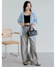 Re:EDIT（リエディ）の「[販売枚数12万枚突破][お気に入り登録数15万突破][低身長/高身長/大きいサイズ有][トレンドNo.1デニム][全骨格美脚見えシルエット][サイズ別/身長別画像あり]裾フリンジバレルレッグデニムパンツ（デニムパンツ）」