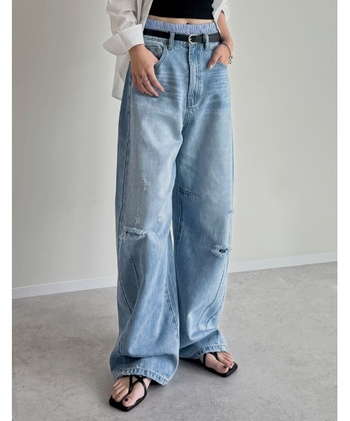 値下げ【美品】プランテーション　エヴァリジットデニム　グレー ビンテージウォッシュフレアジーンズ｜ACLENT（アクレント）