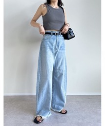 Re:EDIT（リエディ）の「[DENIM COLLECTION][販売枚数9万枚突破][お気に入り登録数12万突破][トレンドNo.1デニム][全骨格美脚見えシルエット][サイズ別/身長別画像あり][低身長/高身長/大きいサイズ有]裾フリンジバレルレッグデニムパンツ（デニムパンツ）」