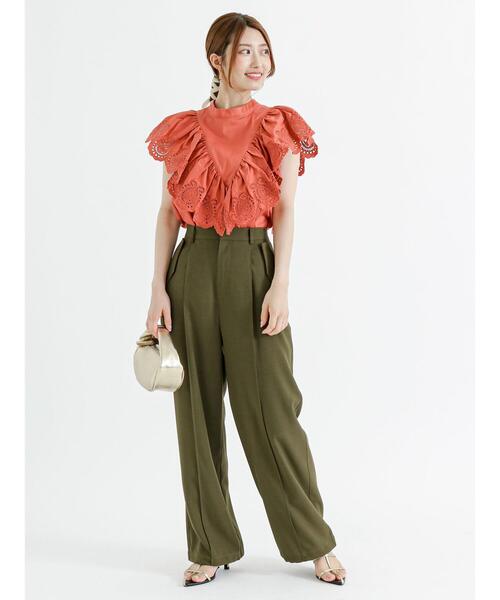 Te chichi（テチチ）の「フリルスカラップブラウス（シャツ/ブラウス・レディース・オフホワイト/ブラック/オレンジ・F）」の5枚目の写真