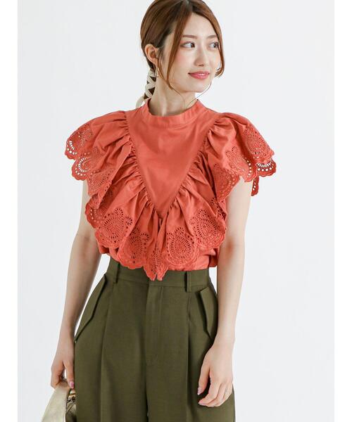 Te chichi（テチチ）の「フリルスカラップブラウス（シャツ/ブラウス・レディース・オフホワイト/ブラック/オレンジ・F）」の6枚目の写真