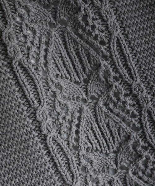 KUUUPY（クーピー）の「Openwork Knitting Crew Neck Cardigan - 透かし編みクルーネックカーディガン（カーディガン/ボレロ・メンズ・ブルー/チャコールグレー/ダークグリーン・MEDIUM/SMALL/LARGE）」の10枚目の写真