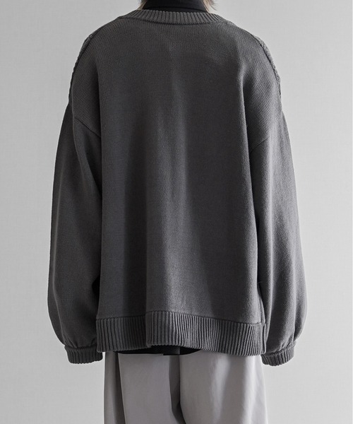 KUUUPY（クーピー）の「Openwork Knitting Crew Neck Cardigan - 透かし編みクルーネックカーディガン（カーディガン/ボレロ・メンズ・ブルー/チャコールグレー/ダークグリーン・MEDIUM/SMALL/LARGE）」の6枚目の写真