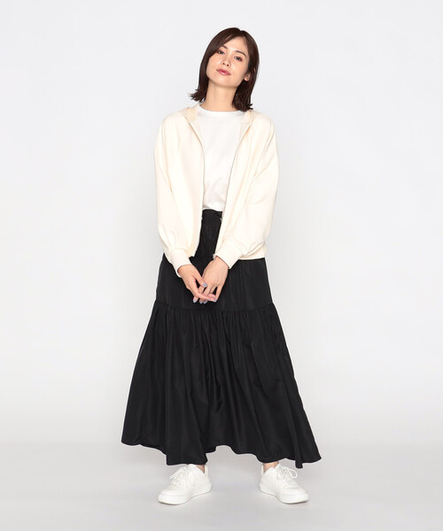 COMME CA ISM(コムサイズム)の「ソフトダンボールニット ジップアップ パーカ(パーカー・レディース・アイボリー/ネイビー・FREE)」の3枚目の写真