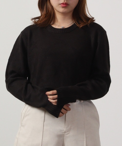 FUNALIVE（ファンアライブ）の「Jacquard crew neck knit / ジャガード編みクルーネックニット unisex（ニット/セーター・メンズ・ブラック系/ベージュ系1/ネイビー/ネイビー系1/ネイビー系/ダークグレー/ブラック系1/ベージュ系/ベージュ/ブラック/チャコールグレー/チャコール・M/L/LL）」の3枚目の写真