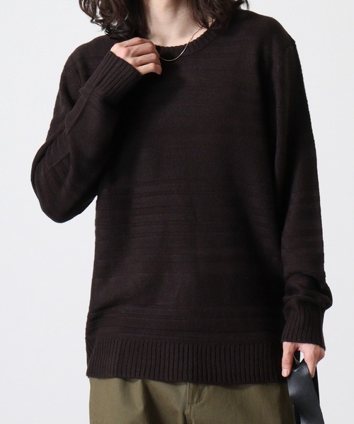 FUNALIVE（ファンアライブ）の「Jacquard crew neck knit / ジャガード編みクルーネックニット unisex（ニット/セーター・メンズ・ブラック系/ベージュ系1/ネイビー/ネイビー系1/ネイビー系/ダークグレー/ブラック系1/ベージュ系/ベージュ/ブラック/チャコールグレー/チャコール・M/L/LL）」の4枚目の写真
