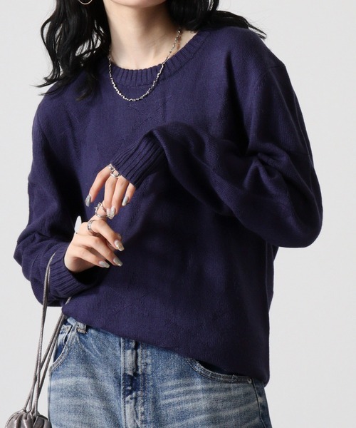 FUNALIVE（ファンアライブ）の「Jacquard crew neck knit / ジャガード編みクルーネックニット unisex（ニット/セーター・メンズ・ブラック系/ベージュ系1/ネイビー/ネイビー系1/ネイビー系/ダークグレー/ブラック系1/ベージュ系/ベージュ/ブラック/チャコールグレー/チャコール・M/L/LL）」の12枚目の写真