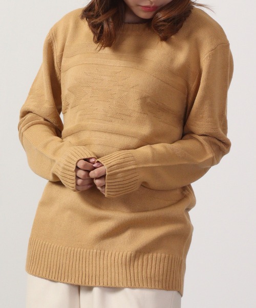 FUNALIVE（ファンアライブ）の「Jacquard crew neck knit / ジャガード編みクルーネックニット unisex（ニット/セーター・メンズ・ブラック系/ベージュ系1/ネイビー/ネイビー系1/ネイビー系/ダークグレー/ブラック系1/ベージュ系/ベージュ/ブラック/チャコールグレー/チャコール・M/L/LL）」の8枚目の写真