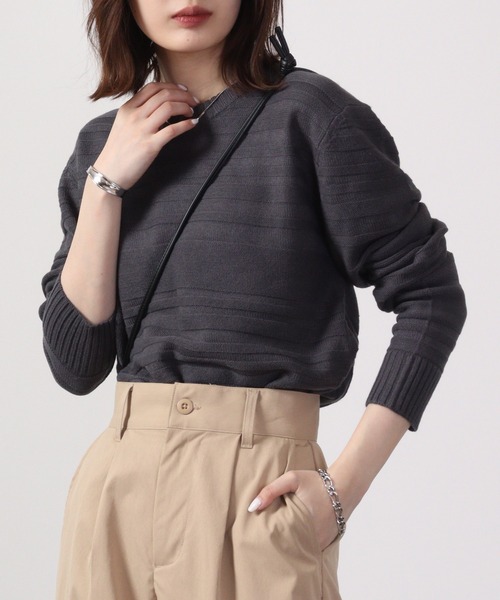 FUNALIVE（ファンアライブ）の「Jacquard crew neck knit / ジャガード編みクルーネックニット unisex（ニット/セーター・メンズ・ブラック系/ベージュ系1/ネイビー/ネイビー系1/ネイビー系/ダークグレー/ブラック系1/ベージュ系/ベージュ/ブラック/チャコールグレー/チャコール・M/L/LL）」の6枚目の写真
