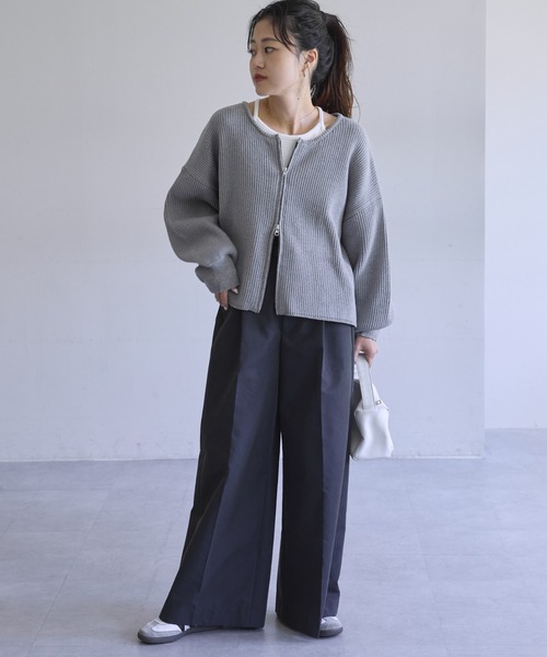 CIAOPANIC TYPY（チャオパニックティピー）の「スポンディッシュダブルジップニットカーディガン【ZOZOTOWN限定カラーあり】（ニット/セーター・レディース・グレー/レッド/オフホワイト/ブラック/ダークグリーン/オレンジ/ブルー/イエロー・ONE SIZE）」の21枚目の写真