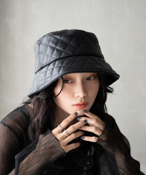 WEGO（ウィゴー）の「WEGO/キルティングバケットハット（ハット・レディース・ブラック/ブラック系その他/ホワイト・FREE）」の3枚目の写真