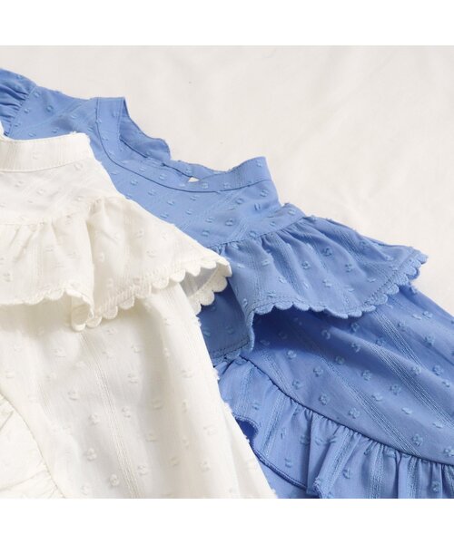 apres les cours（アプレレクール）の「スカラップレースフリルチュニック（チュニック・キッズ・ブルー/アイボリー・90/80/110/100/140/120/130）」の5枚目の写真