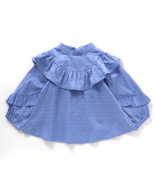 apres les cours（アプレレクール）の「スカラップレースフリルチュニック（チュニック・キッズ・ブルー/アイボリー・90/80/110/100/140/120/130）」の8枚目の写真