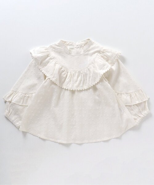 apres les cours（アプレレクール）の「スカラップレースフリルチュニック（チュニック・キッズ・ブルー/アイボリー・90/80/110/100/140/120/130）」の9枚目の写真