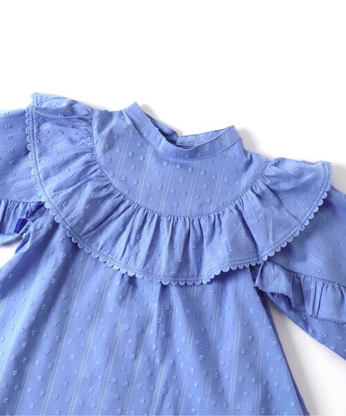 apres les cours（アプレレクール）の「スカラップレースフリルチュニック（チュニック・キッズ・ブルー/アイボリー・90/80/110/100/140/120/130）」の12枚目の写真