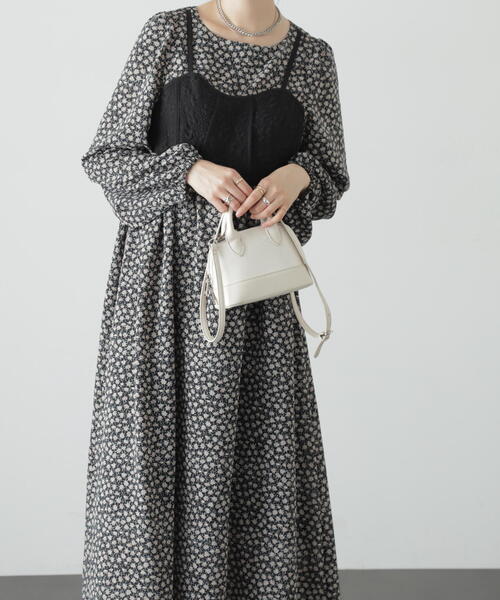 FREE'S MART（フリーズマート）の「◆小花柄ビスチェドッキングワンピース（ワンピース・レディース・ホワイト系その他/ブラック系その他・SMALL/MEDIUM）」の11枚目の写真