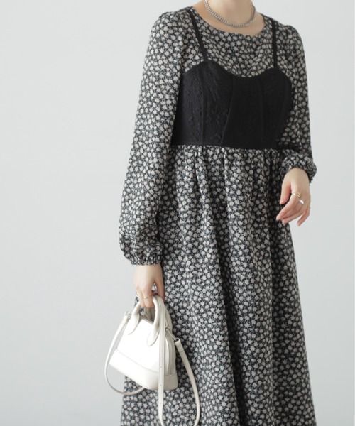 FREE'S MART（フリーズマート）の「◆小花柄ビスチェドッキングワンピース（ワンピース・レディース・ホワイト系その他/ブラック系その他・SMALL/MEDIUM）」の3枚目の写真