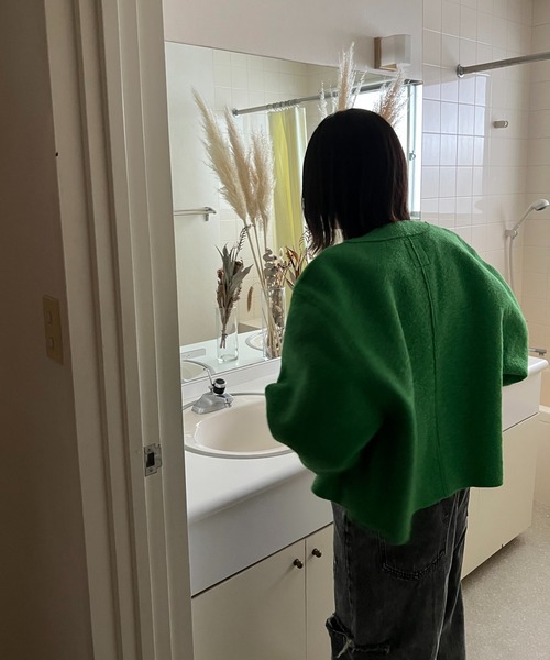 AS KNOW AS plus（アズノゥアズプラス）の「☆カラーブークレVネックジャケット（その他アウター・レディース・ブルー/アイボリー/ブラック/ピンク/グリーン・FREE）」の7枚目の写真