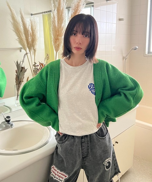 AS KNOW AS plus（アズノゥアズプラス）の「☆カラーブークレVネックジャケット（その他アウター・レディース・ブルー/アイボリー/ブラック/ピンク/グリーン・FREE）」の10枚目の写真