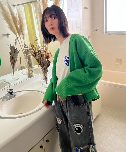 AS KNOW AS plus（アズノゥアズプラス）の「☆カラーブークレVネックジャケット（その他アウター・レディース・ブルー/アイボリー/ブラック/ピンク/グリーン・FREE）」の11枚目の写真