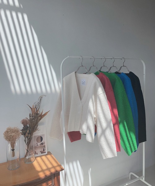 AS KNOW AS plus（アズノゥアズプラス）の「☆カラーブークレVネックジャケット（その他アウター・レディース・ブルー/アイボリー/ブラック/ピンク/グリーン・FREE）」の14枚目の写真