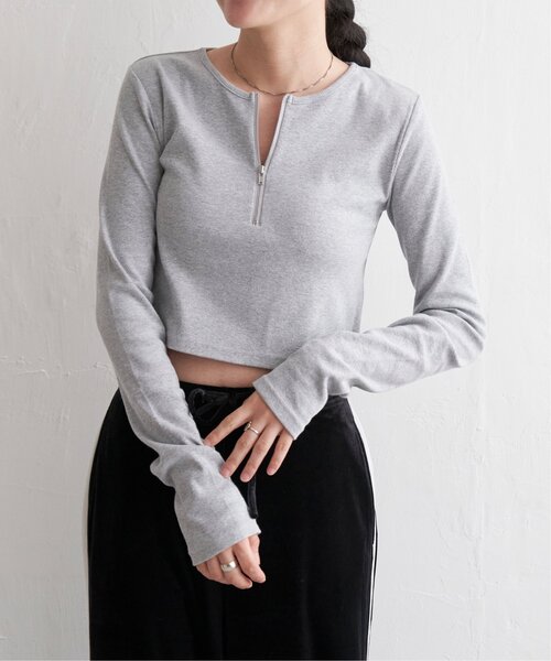 VENCEEXCHANGE（ヴァンスエクスチェンジ）の「テレコハーフジップクロップドプルオーバー（Tシャツ/カットソー・レディース・ブラック/グレー/オフホワイト・FREE）」の18枚目の写真