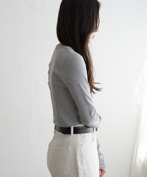 VENCEEXCHANGE（ヴァンスエクスチェンジ）の「テレコハーフジップクロップドプルオーバー（Tシャツ/カットソー・レディース・ブラック/グレー/オフホワイト・FREE）」の20枚目の写真