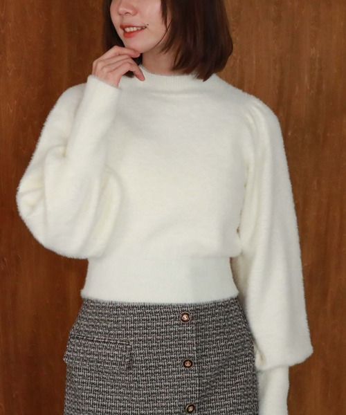 archives（アルシーヴ）の「シャギーパフニット（ニット/セーター・レディース・オフホワイト/ブルー/グレイッシュベージュ/ピンクベージュ・MEDIUM）」の8枚目の写真