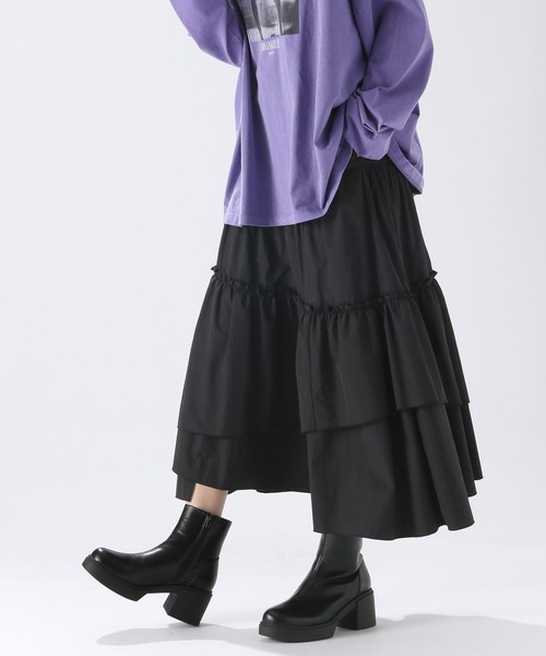 niko and...（ニコアンド）の「5WAYティアードスカート（スカート・レディース・キャメル/オフホワイト/ブラック・FREE）」の9枚目の写真