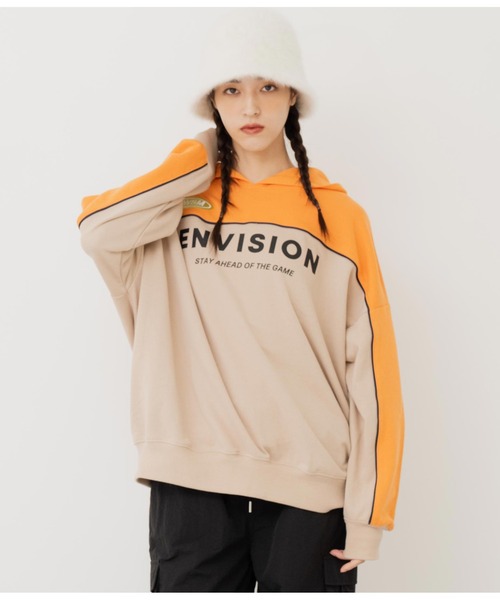 ANAP（アナップ）の「配色パイピング裏毛フーディー【親子お揃い】（パーカー・レディース・ブルー/オレンジ/ブラック×ホワイト・FREE）」の8枚目の写真