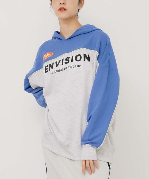 ANAP（アナップ）の「配色パイピング裏毛フーディー【親子お揃い】（パーカー・レディース・ブルー/オレンジ/ブラック×ホワイト・FREE）」の16枚目の写真