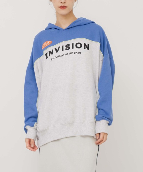 ANAP（アナップ）の「配色パイピング裏毛フーディー【親子お揃い】（パーカー・レディース・ブルー/オレンジ/ブラック×ホワイト・FREE）」の18枚目の写真