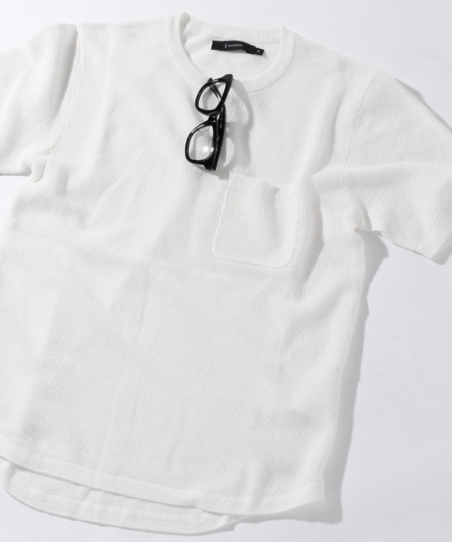 RAGEBLUE（レイジブルー）の「鹿の子編みニット半袖/566823（ニット/セーター・メンズ・ネイビー/ブラック/ブルー/ホワイト/グリーン・MEDIUM/LARGE）」の2枚目の写真