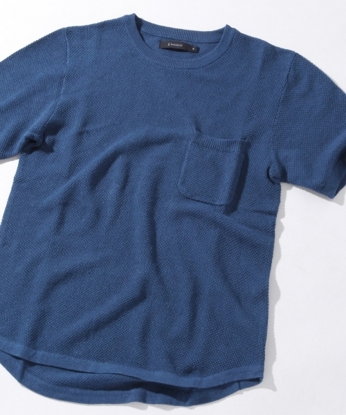 RAGEBLUE（レイジブルー）の「鹿の子編みニット半袖/566823（ニット/セーター・メンズ・ネイビー/ブラック/ブルー/ホワイト/グリーン・MEDIUM/LARGE）」の5枚目の写真