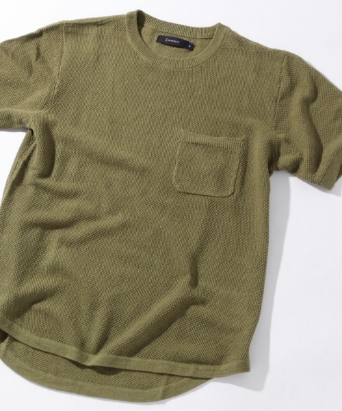 RAGEBLUE（レイジブルー）の「鹿の子編みニット半袖/566823（ニット/セーター・メンズ・ネイビー/ブラック/ブルー/ホワイト/グリーン・MEDIUM/LARGE）」の4枚目の写真