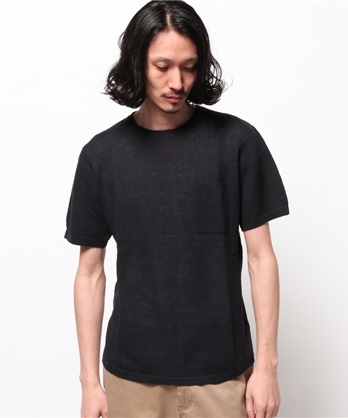 RAGEBLUE（レイジブルー）の「鹿の子編みニット半袖/566823（ニット/セーター・メンズ・ネイビー/ブラック/ブルー/ホワイト/グリーン・MEDIUM/LARGE）」の12枚目の写真