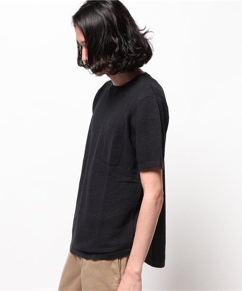 RAGEBLUE（レイジブルー）の「鹿の子編みニット半袖/566823（ニット/セーター・メンズ・ネイビー/ブラック/ブルー/ホワイト/グリーン・MEDIUM/LARGE）」の13枚目の写真