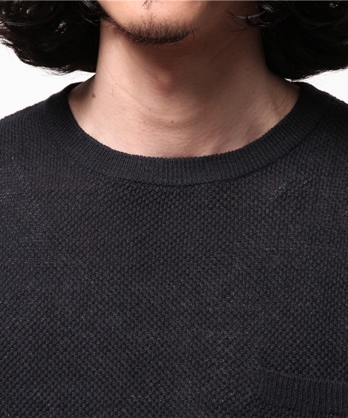 RAGEBLUE（レイジブルー）の「鹿の子編みニット半袖/566823（ニット/セーター・メンズ・ネイビー/ブラック/ブルー/ホワイト/グリーン・MEDIUM/LARGE）」の7枚目の写真