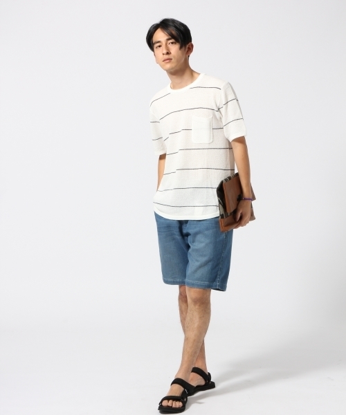 RAGEBLUE（レイジブルー）の「鹿の子編みニット半袖/566823（ニット/セーター・メンズ・ネイビー/ブラック/ブルー/ホワイト/グリーン・MEDIUM/LARGE）」の16枚目の写真