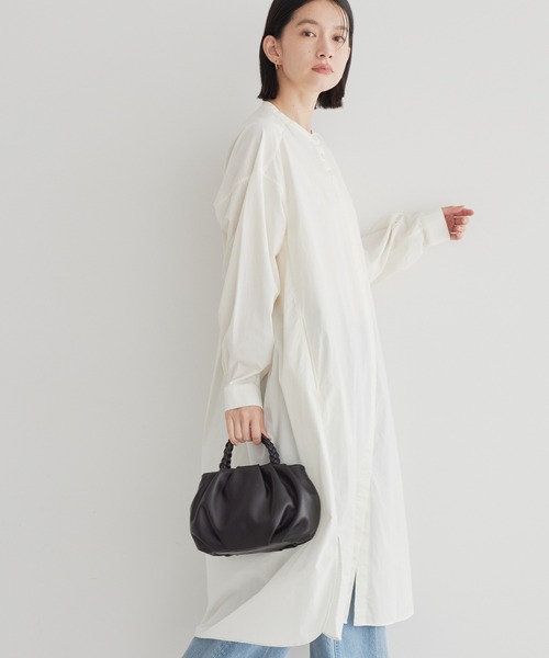 AMERICAN HOLIC(アメリカンホリック)の「バンドカラーシャツワンピース(シャツワンピース・レディース・ネイビー/グリーン/キャメル/アイボリー・M/L)」の2枚目の写真