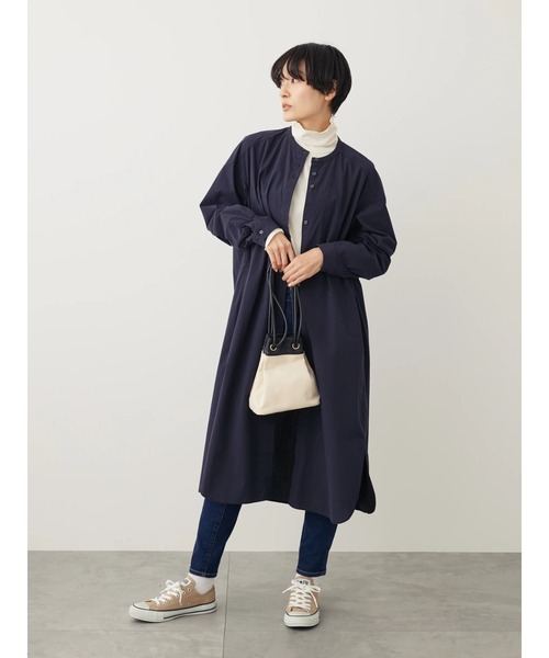AMERICAN HOLIC(アメリカンホリック)の「バンドカラーシャツワンピース(シャツワンピース・レディース・ネイビー/グリーン/キャメル/アイボリー・M/L)」の11枚目の写真