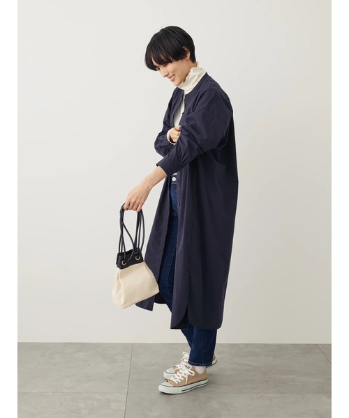 AMERICAN HOLIC(アメリカンホリック)の「バンドカラーシャツワンピース(シャツワンピース・レディース・ネイビー/グリーン/キャメル/アイボリー・M/L)」の12枚目の写真