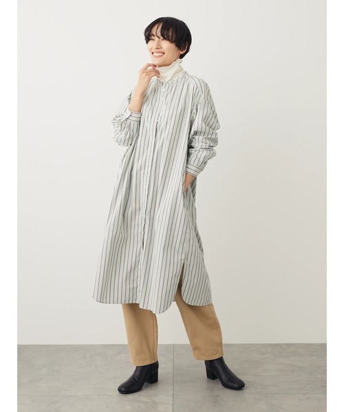 AMERICAN HOLIC(アメリカンホリック)の「バンドカラーシャツワンピース(シャツワンピース・レディース・ネイビー/グリーン/キャメル/アイボリー・M/L)」の15枚目の写真