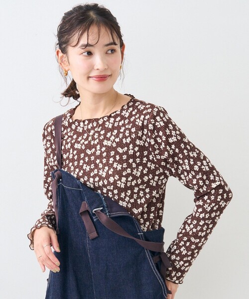 FREAK'S STORE（フリークスストア）の「プリーツ ベロア ロンT（Tシャツ/カットソー・レディース・ブラック/ブラウン/ベージュ・ﾌﾘ-）」の3枚目の写真